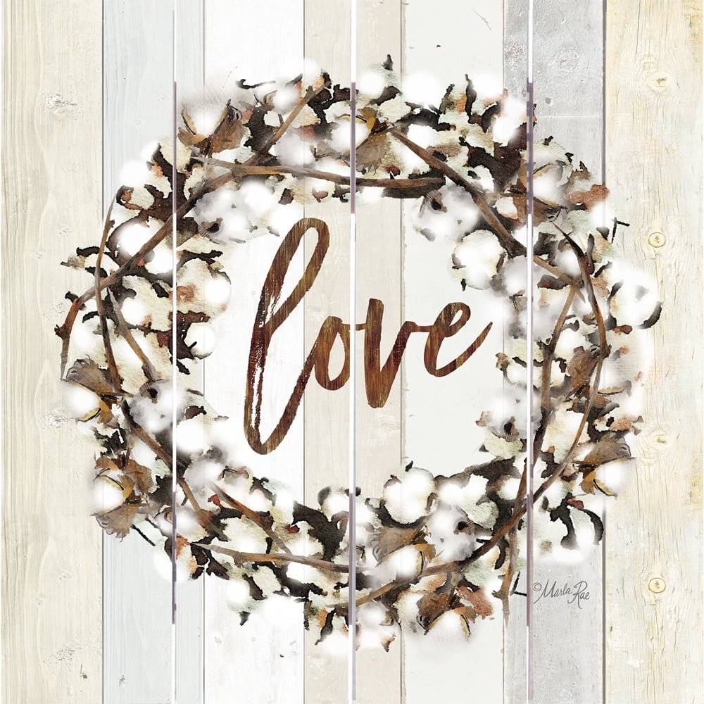 Wood Pallet Art –  Love Cotton Wreath