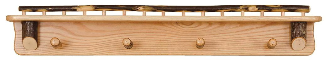 Rustic Hickory Coat Rack with Shelf