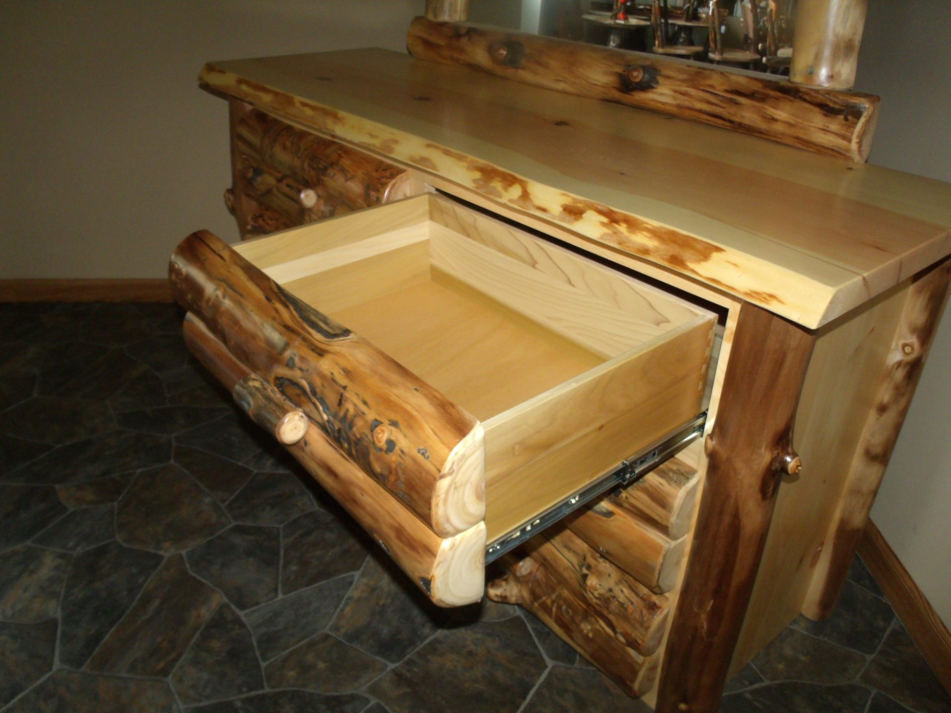 Rustic Aspen Log 6 Drawer Dresser