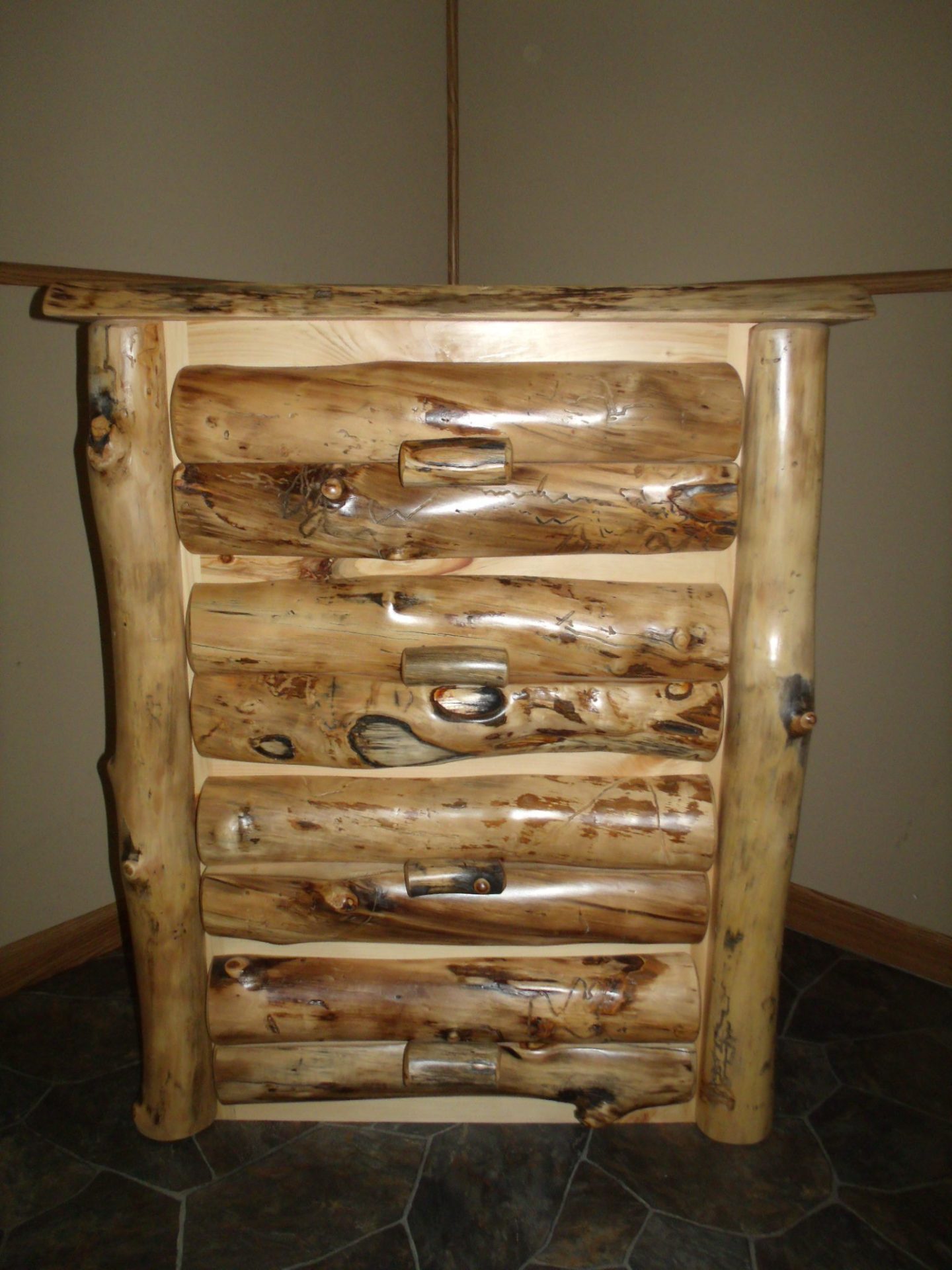 Rustic Aspen Log 4 Drawer Dresser