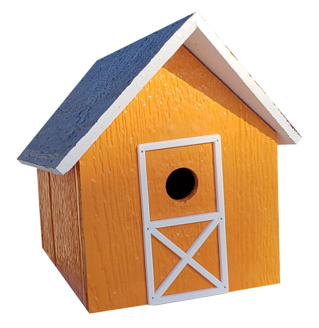 Outdoor Wooden Bird Feeder - Orange