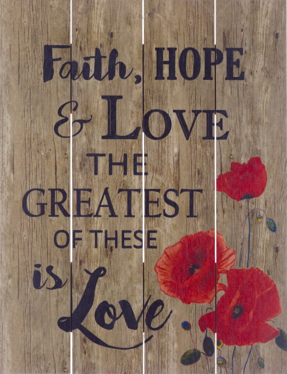 Wood Pallet Art – Faith Hope Love