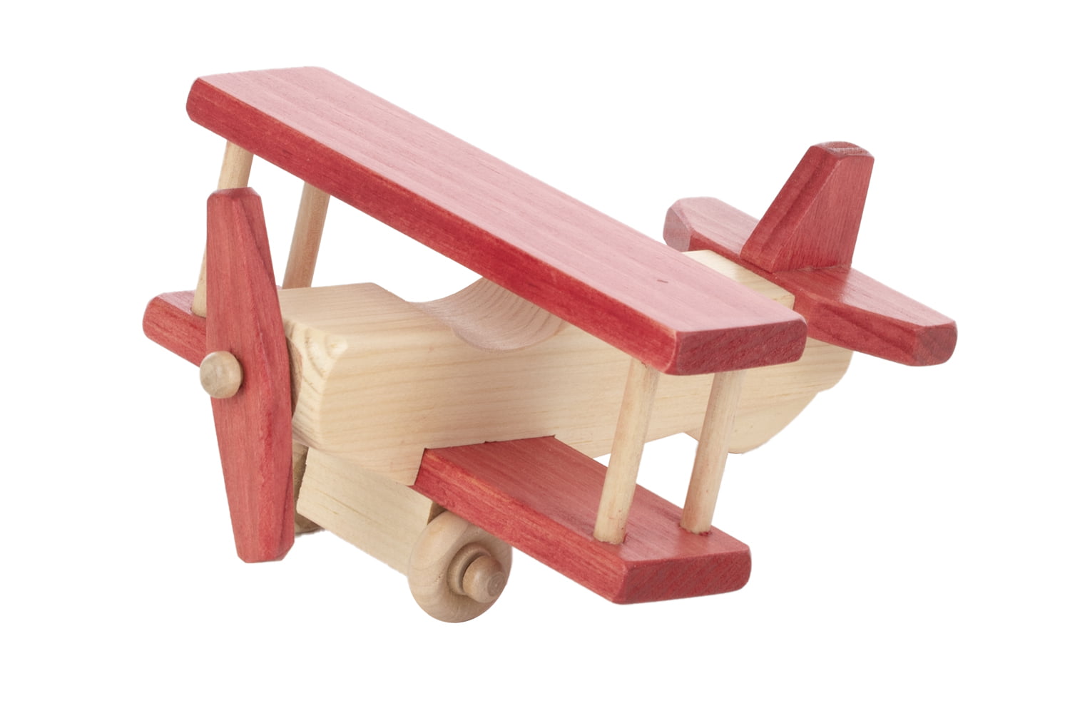 Child's Small Wooden Maple Airplane - Red / Maple
