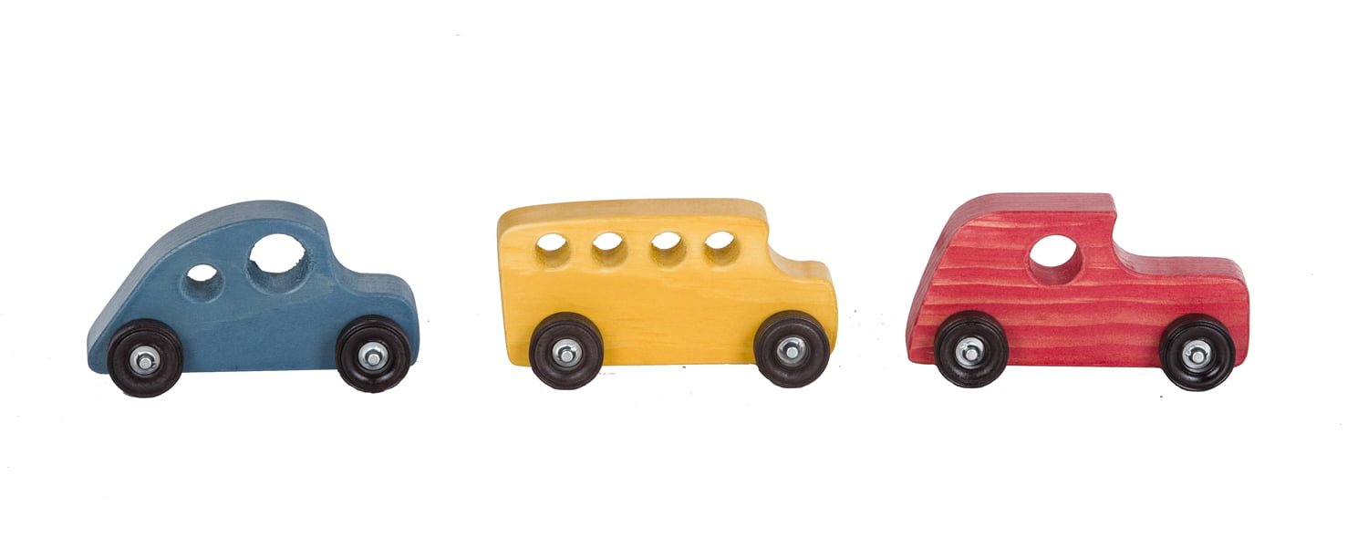 Retro Toys - Children's Wooden Car - Set of 3 / RYB
