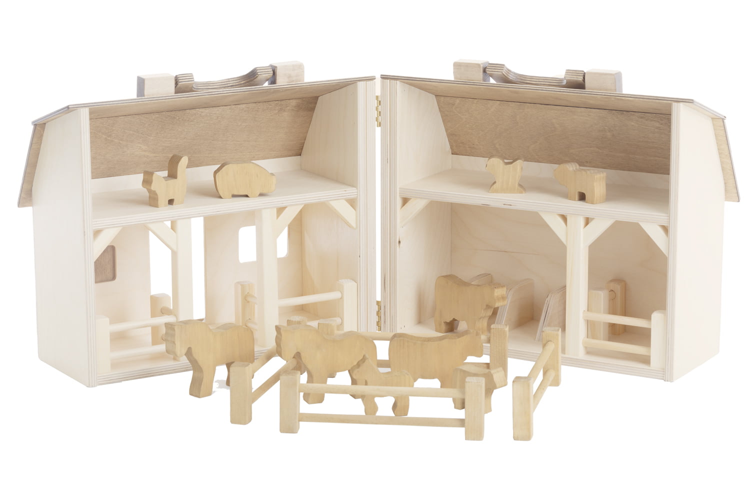 Wooden Folding Portable Barn Set - Natural/Harvest