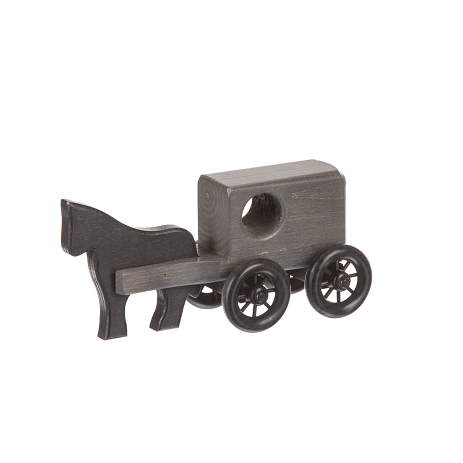 Children's Small Wood Horse and Buggy - Black/Grey