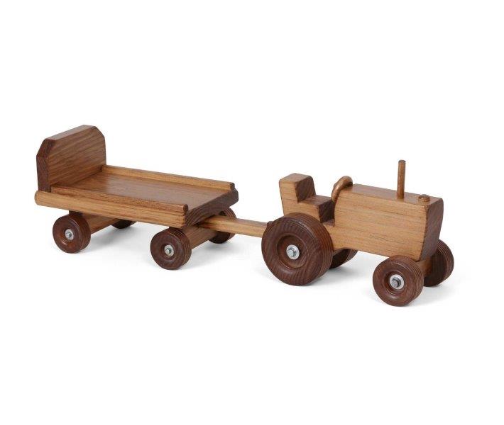Children’s Wooden Toy Farm Tractor with Wagon