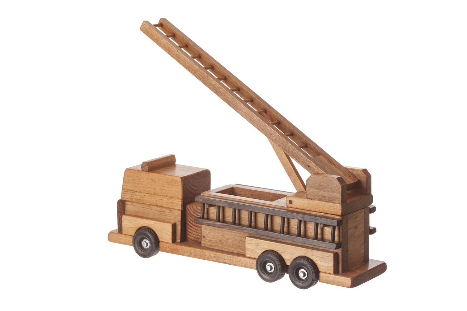 Wooden Fire Truck with Working Ladder in Painted or Stained