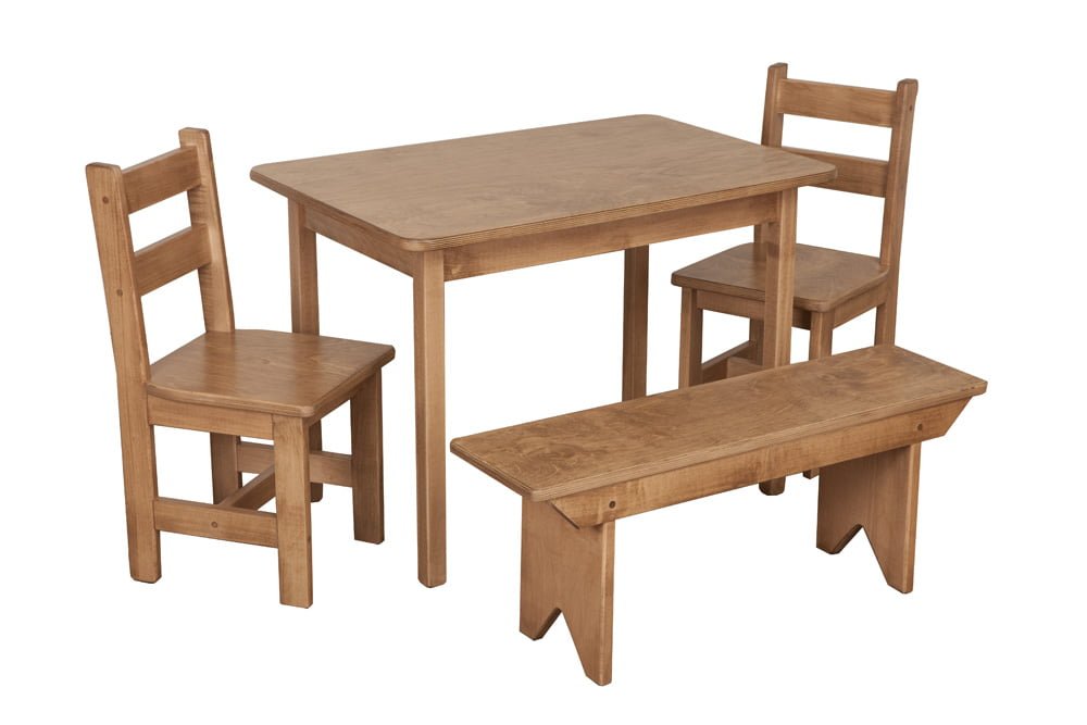 Child’s Real Wood Table, 2 Chairs, and 1 Bench Dining Set