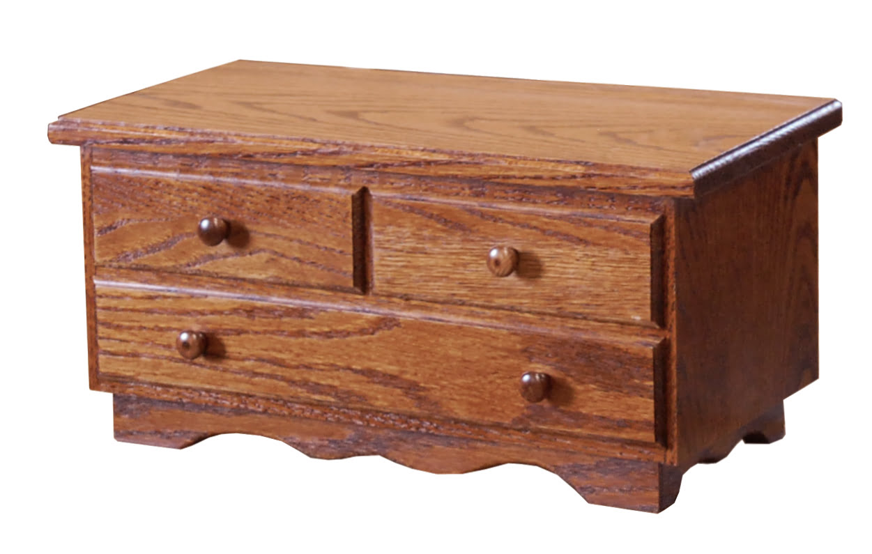 Oak 3 Drawer Jewelry Chest