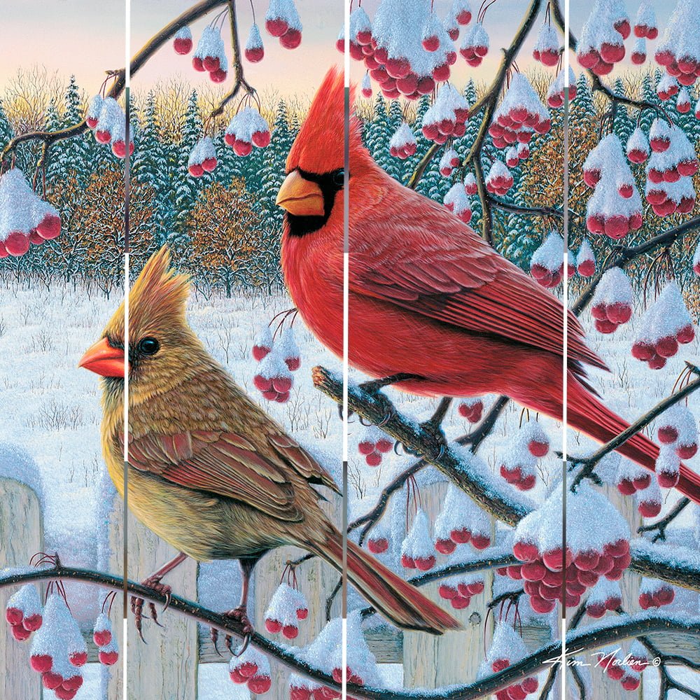 Wood Pallet Art – Winter Cardinals