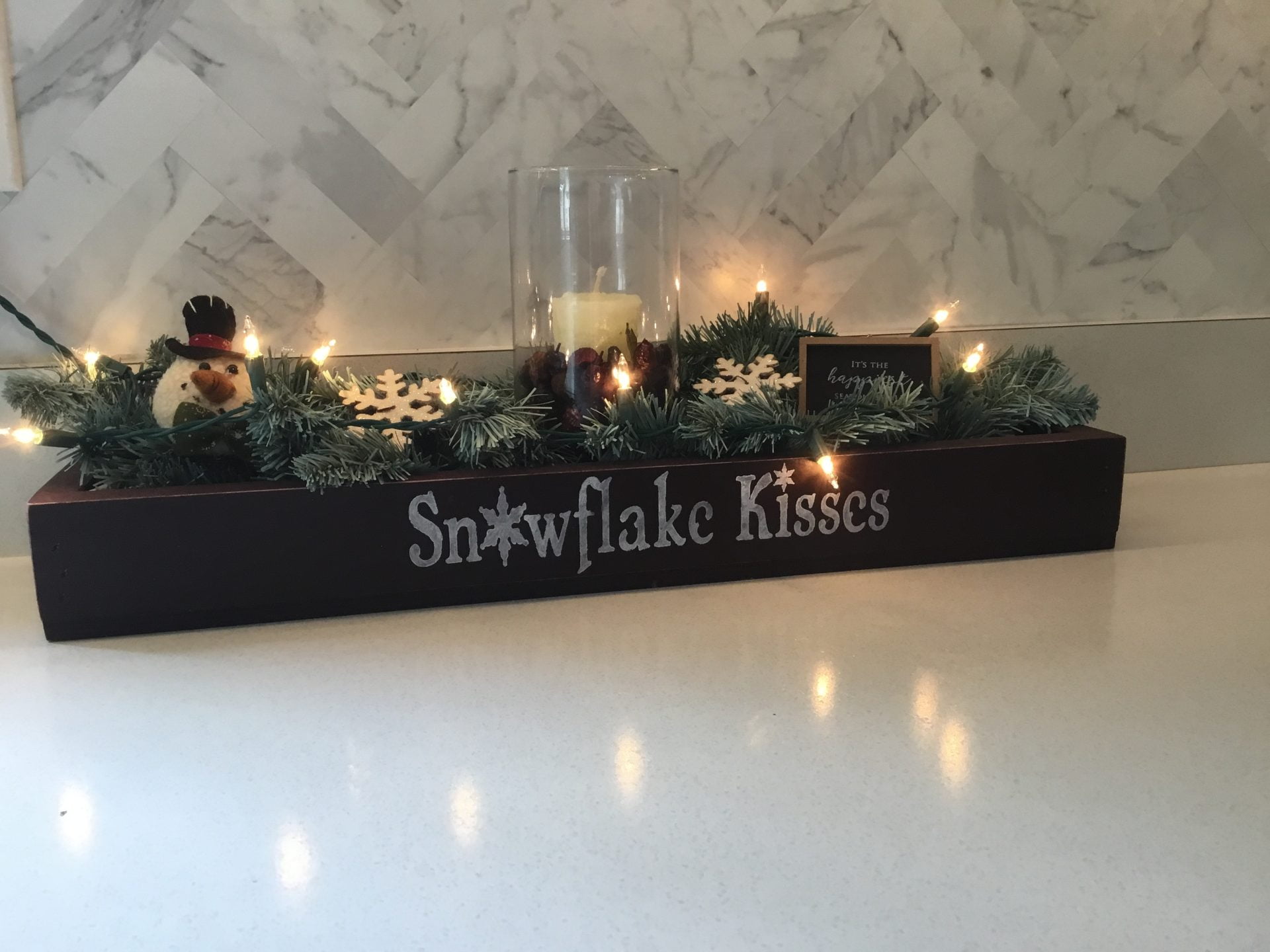 Snowflake Kisses Candle Box with Lights