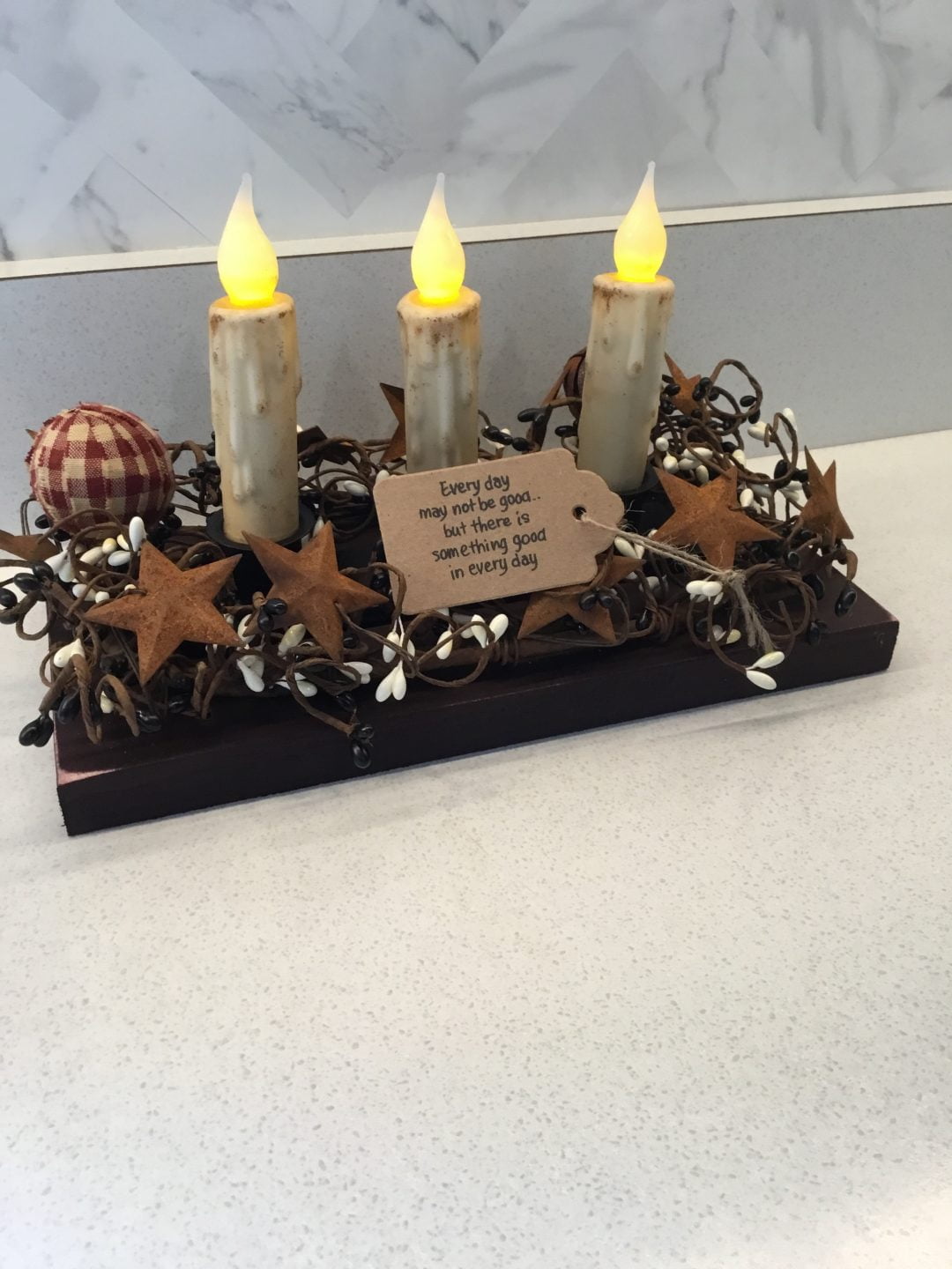 Triple Candle Display with Stars