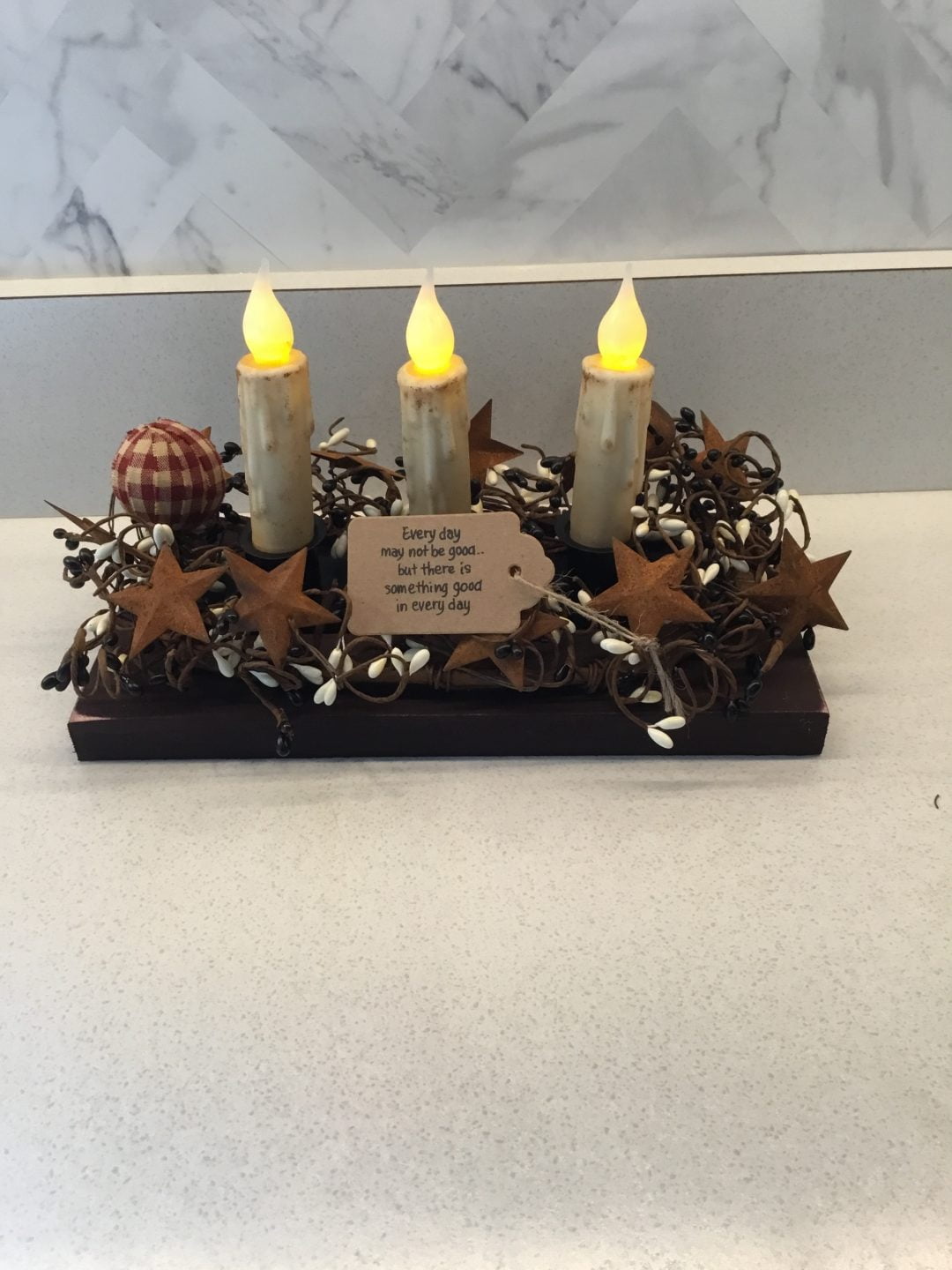 Triple Candle Display with Stars