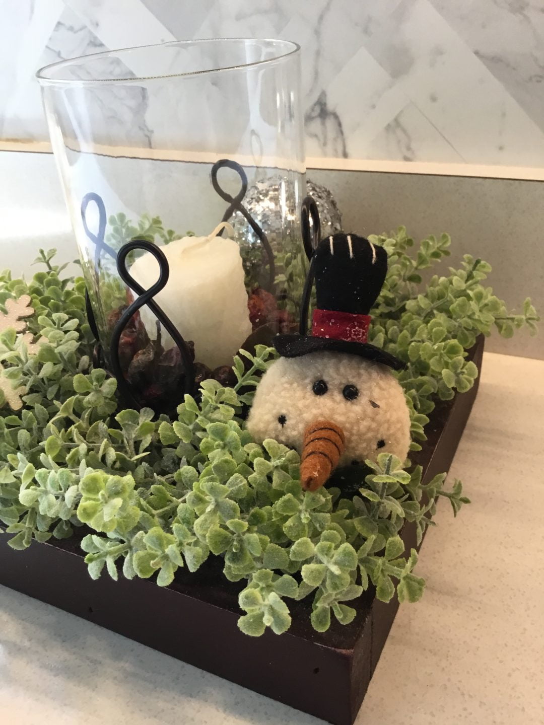 Christmas Candle Tray with Snowman