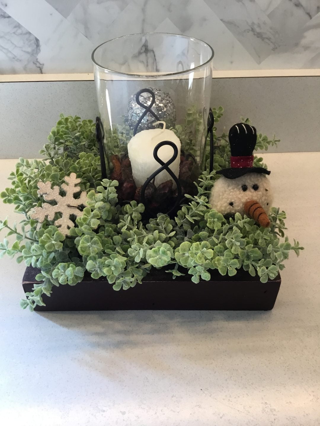 Christmas Candle Tray with Snowman