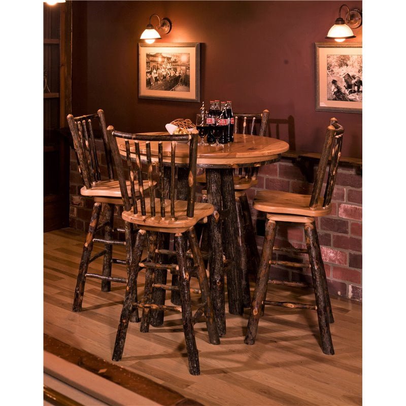 Rustic Hickory Counter Height Pub Table – Round Top – 2 Sizes
