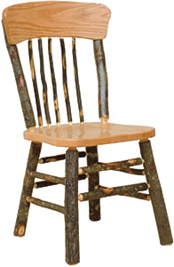 Set of 2 Panel Back Rustic Hickory Log Dining Chairs