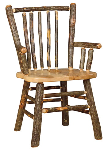 Set of 2 Rustic  Hickory Stick Back Arm Chairs
