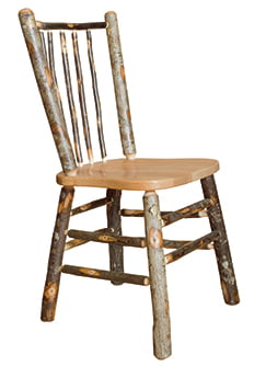 Set of 2 Hickory Stick Back Rustic Dining Chairs