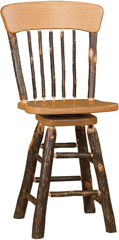 Rustic Hickory Panel Back Swivel Stool - Counter or Bar Height