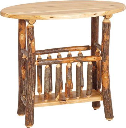 Rustic Hickory Oval Magazine End Table
