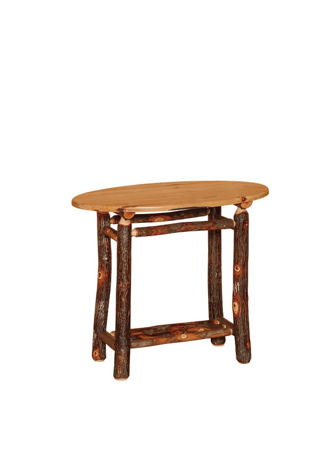 Rustic Hickory Adirondack Oval End Table