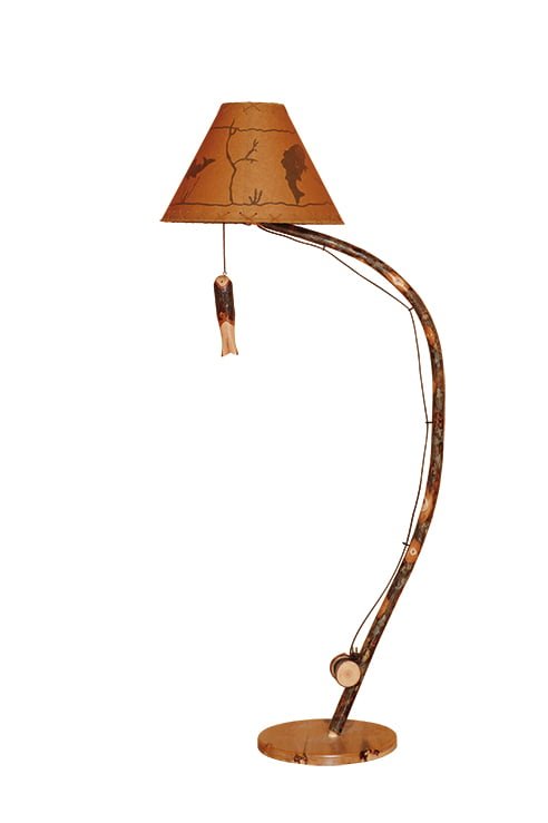 Rustic Hickory Fishing Pole Floor Lamp