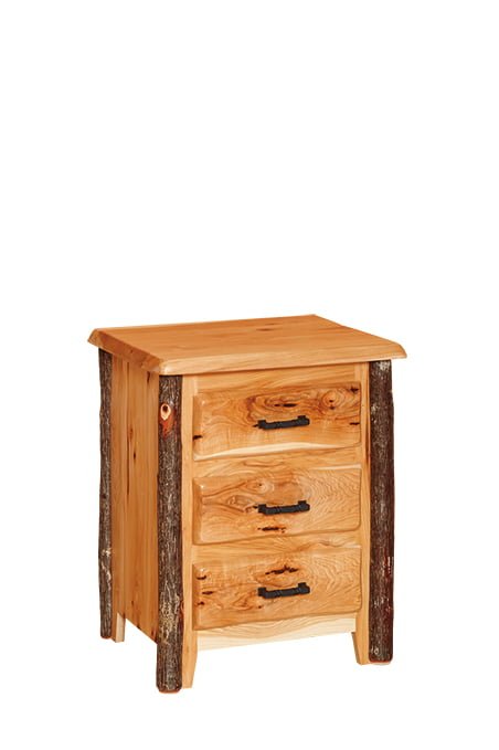 Rustic Hickory Night Stand – 3 Drawers