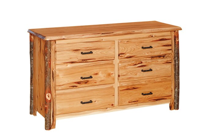 Rustic Hickory Wavy Edge 6 Drawer Dresser