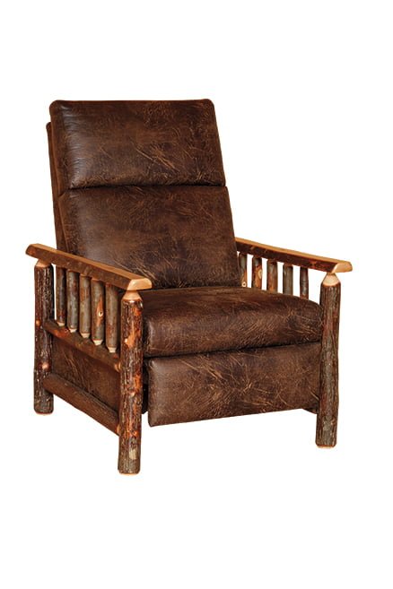Rustic Hickory Upholstered Recliner with Foot Rest