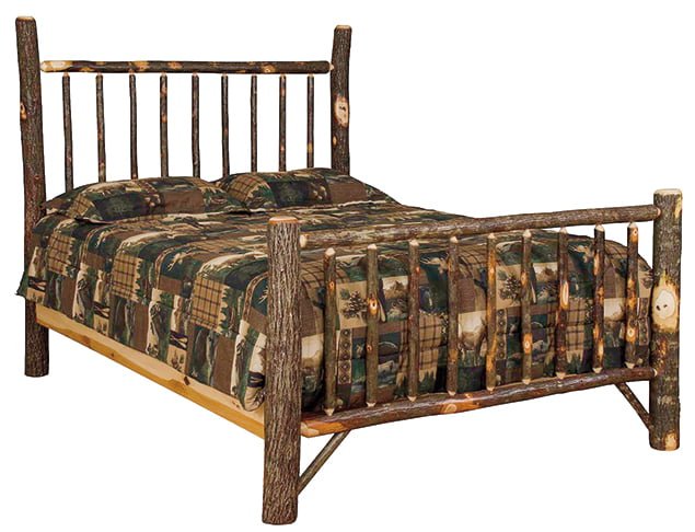 Rustic Hickory Log Mission Style Bed – Twin / Full / Queen / King