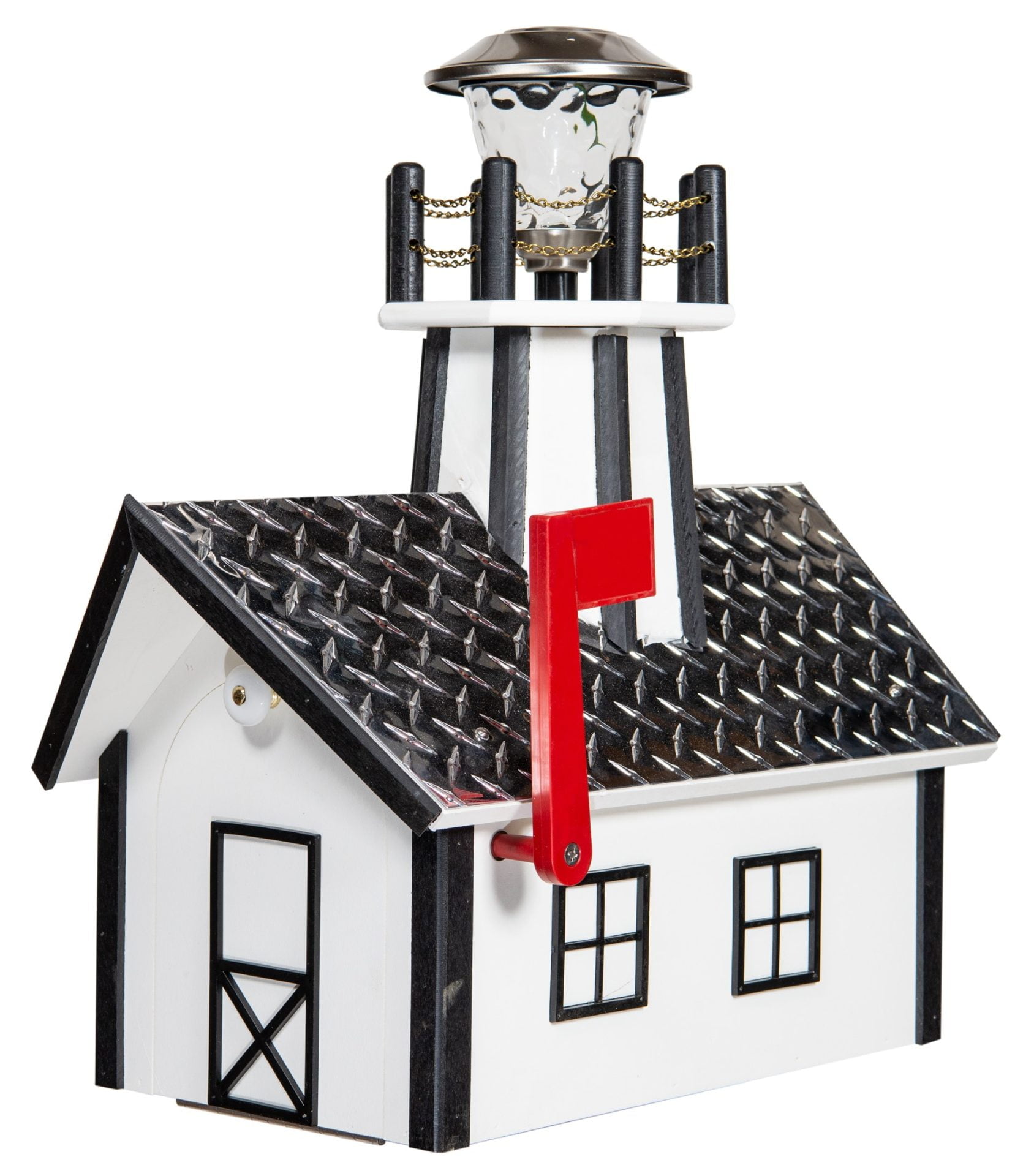 Aluminum Diamond Plate Roof Deluxe Mailbox with Lighthouse