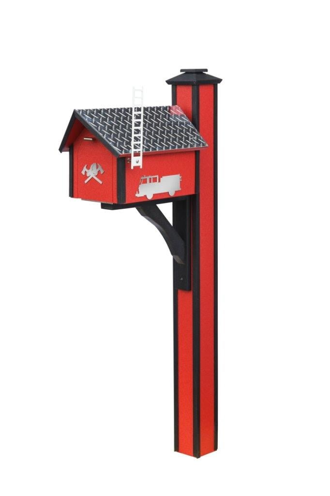 Fire Department Deluxe Mailbox with Post