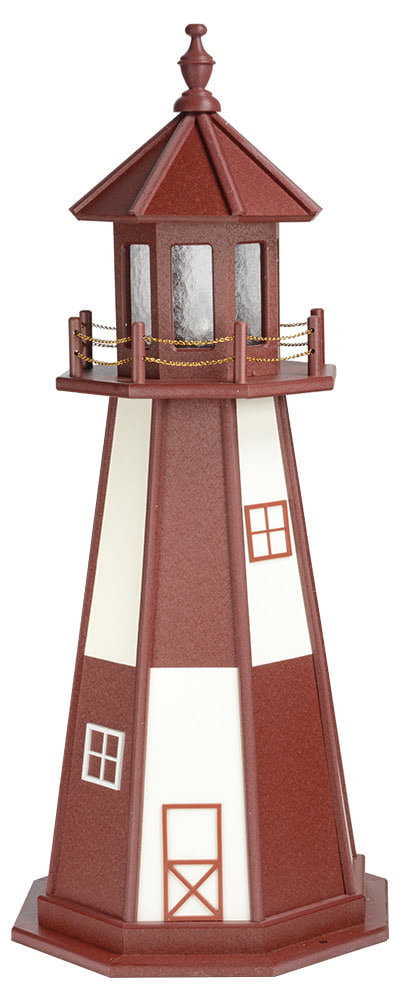 Cape Henry Poly Standard Lighthouse- CherryWood & White