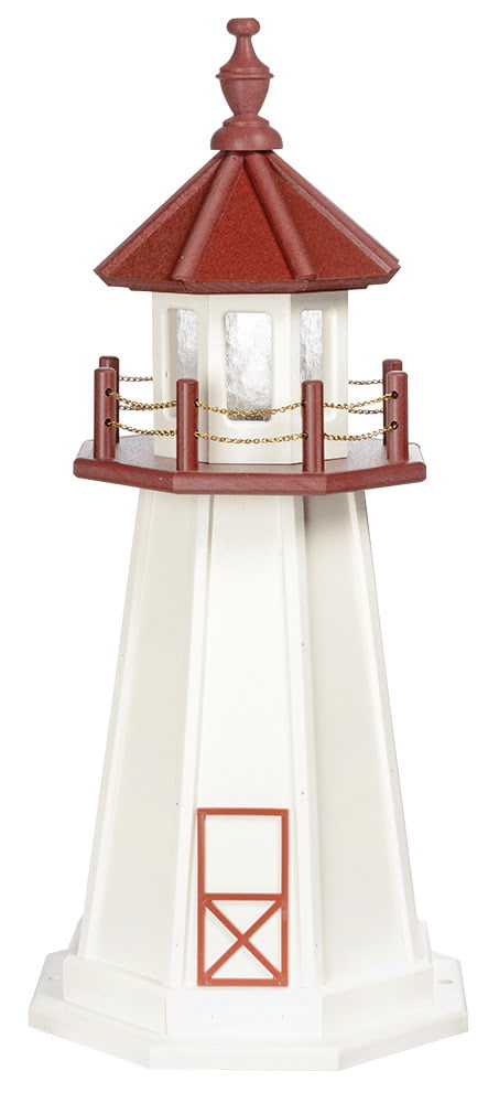Marblehead Poly Standard Lighthouse- White & CherryWood