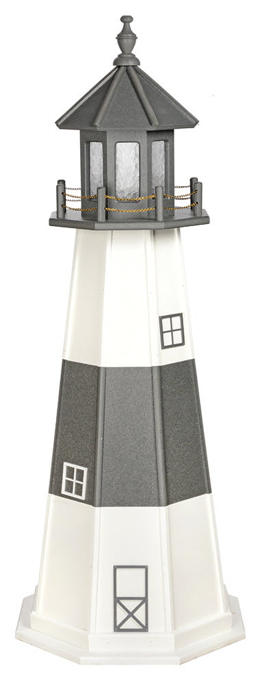 Montauk Poly Standard Lighthouse- Dark Grey & White