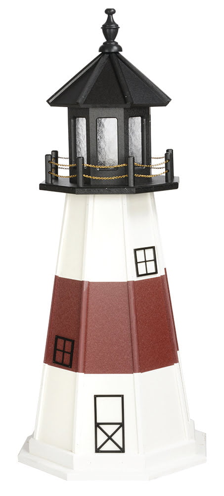 Montauk Poly Standard Lighthouse- White & CherryWood