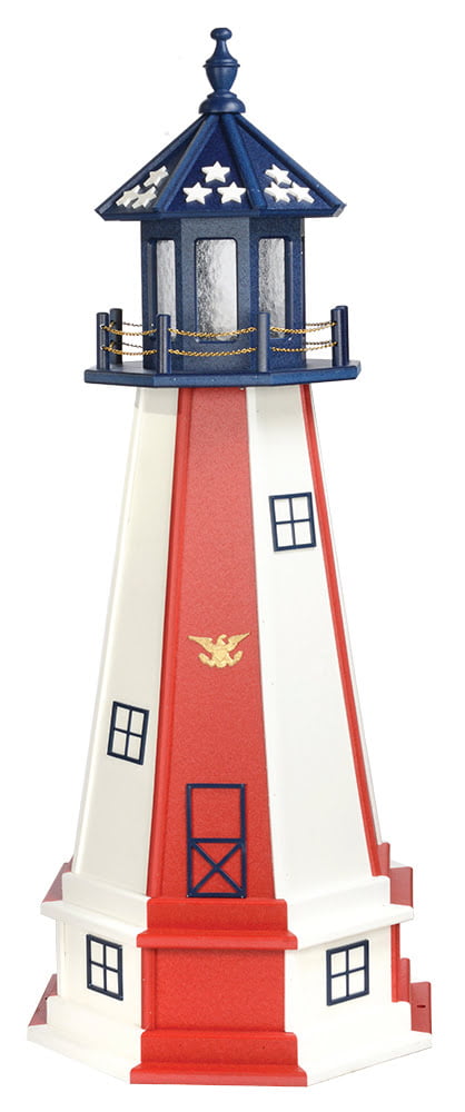 Poly Standard Alternating Lighthouse with Base – Patriotic