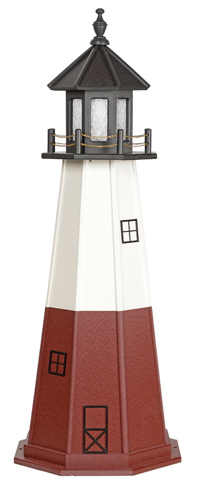 Vermillion Poly Standard Lighthouse with Base – CherryWood & White