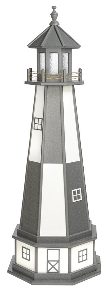 Cape Henry Poly Standard Lighthouse with Base – Light Grey & White