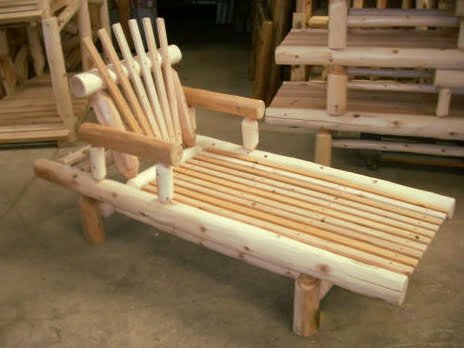 White Cedar Log Adjustable Chaise Lounge