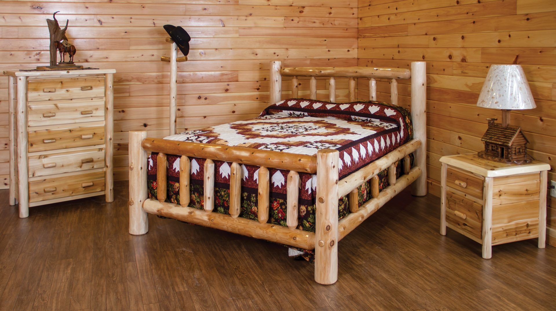 Rustic White Cedar Log 5-Piece Bedroom Set