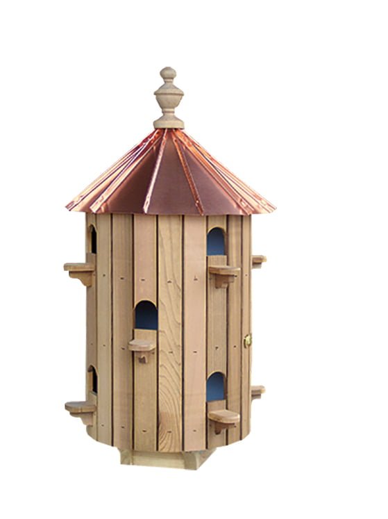 10-Hole Low-Roof Cedar Bird House with Copper Roof
