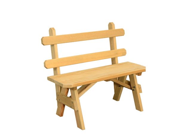 Outdoor Plain Wooden Bench with Back – Mulitple Sizes