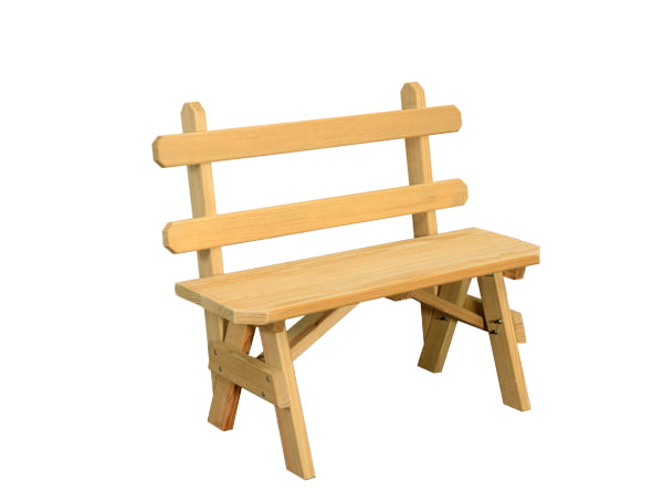 Outdoor Plain Wooden Bench with Back – Mulitple Sizes