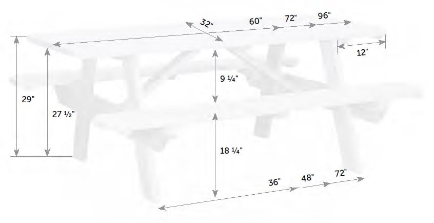 32" x 60", 72", & 96"