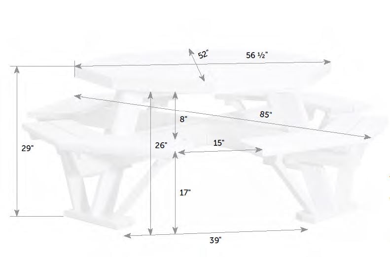 Outdoor Plain Woodedn Ocagon Table with Attached Benches