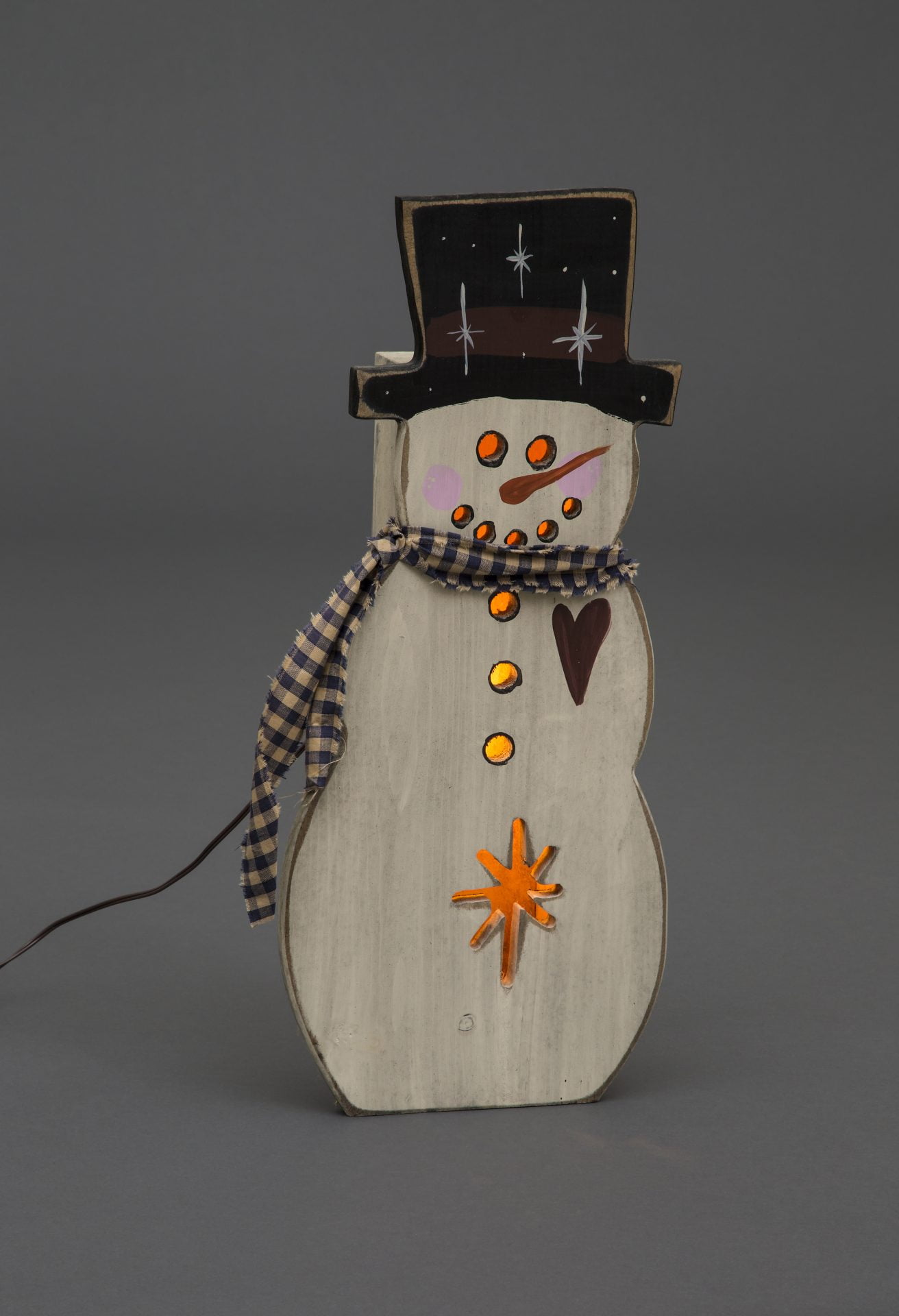 Primitive Rustic Christmas Decoration – Wooden Luminary “Lil’ Brother” Snowman