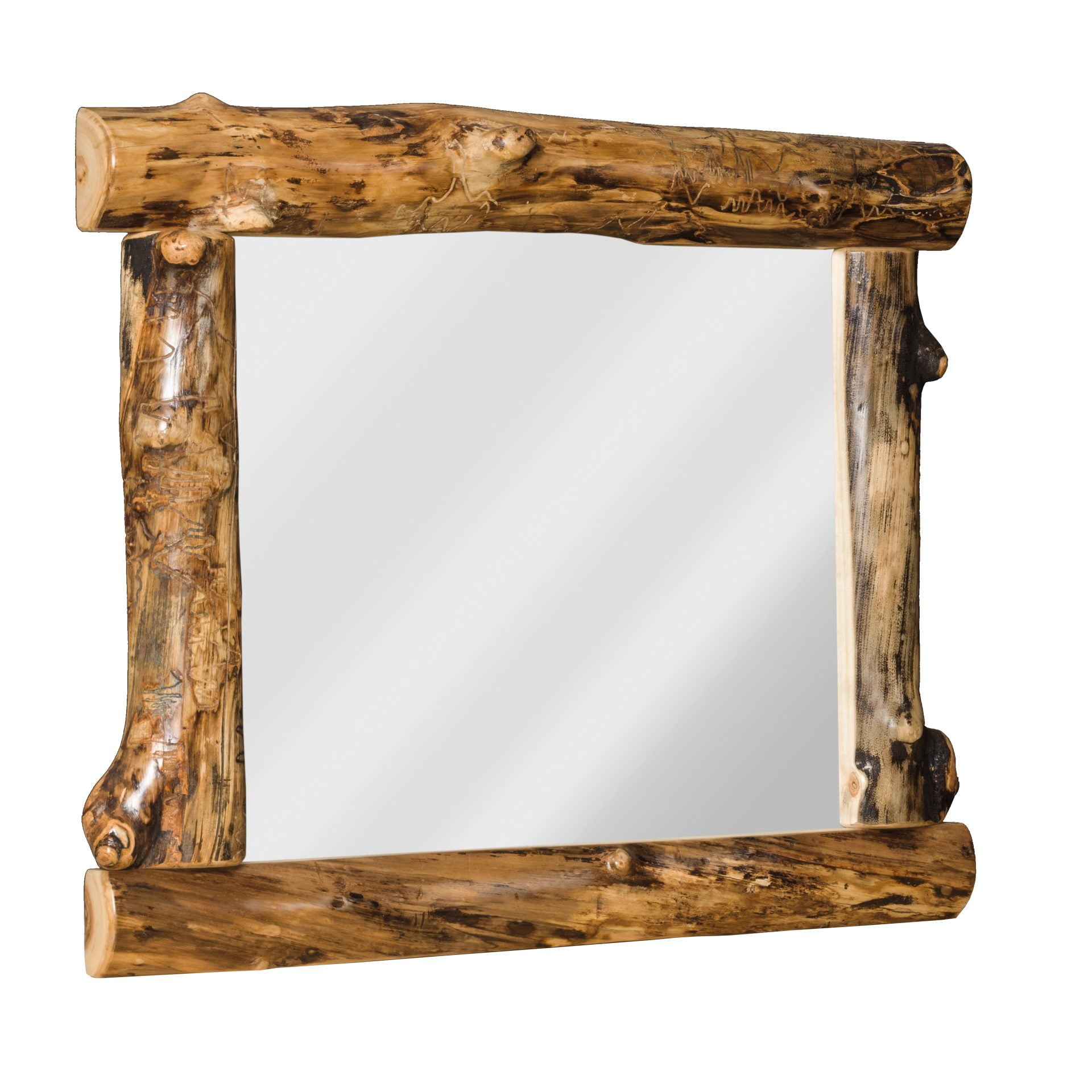 Rustic Aspen Log Dresser Mirror